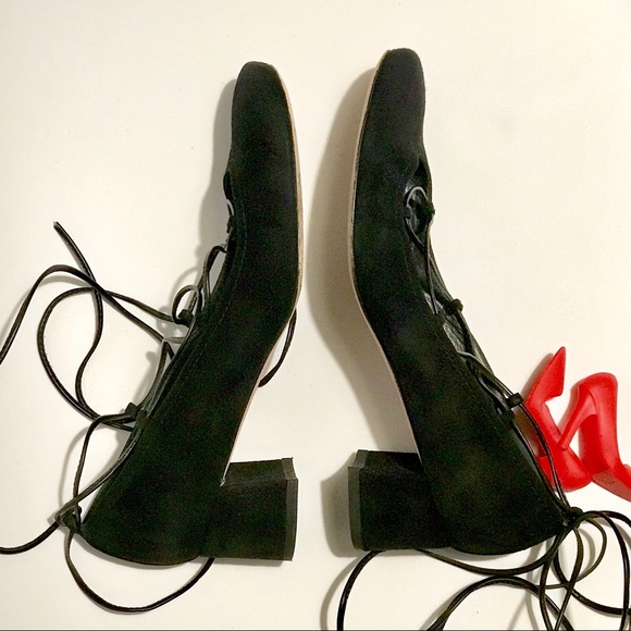 SW Cordon Hush Lace-up Pumps Suede Block Heels - Picture 4 of 8